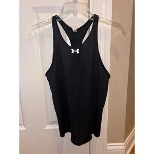 Women's Under Armour XS HeatGear Racerback Tank Top Black Sleeveless Athletic